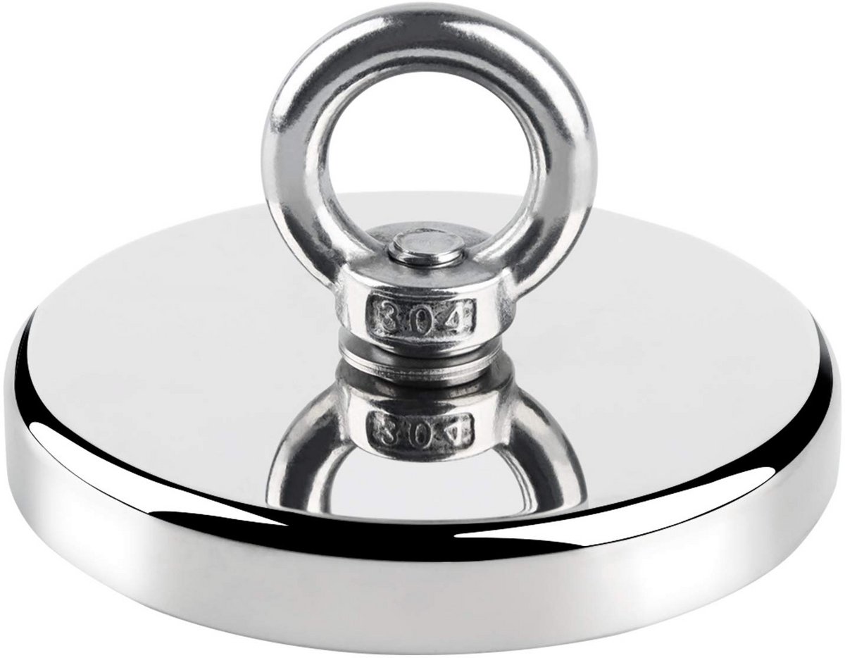 Extra Sterke Neodymium Vis- en Zoekmagneet 120mm met Oog 590kg Trekkracht