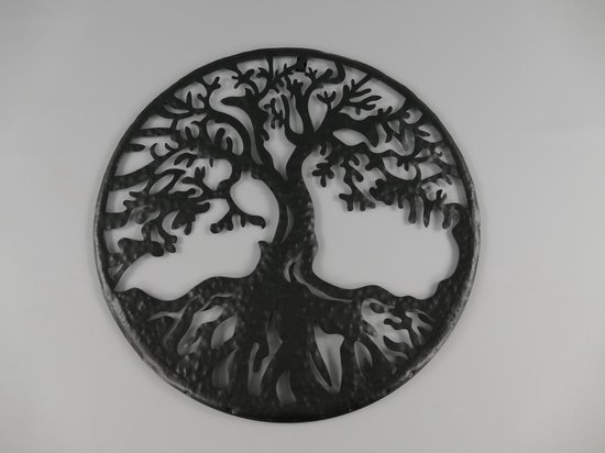 Wanddecoratie - Levensboom - Metaal decoratie, rond - 55 cm hoog