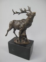 Bronzen beeld - Hert - Gedetailleerd sculptuur - 25 cm hoog
