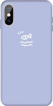 Voor iphone xs max klein vispatroon kleurrijke frosted tpu telefoon beschermhoes (lichtpaars)