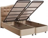 Boxspring met Opbergruimte 160x200 cm - Bed met Opbergruimte - Met Matras - Taupe - Luxor