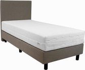 Bedworld Boxspring 90x210 cm met Matras - Luxe Hoofdbord - Gestoffeerd - Pocketvering Matras - Beige