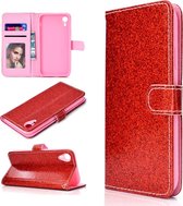 Voor iPhone XR Glitter Poeder Horizontaal Flip Leren Case met Kaartsleuven & Houder & Fotolijst & Portemonnee (Rood)