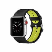 Concavo Convex siliconen horlogeband voor Apple Watch Series 3 & 2 & 1 38 mm (zwart geel)