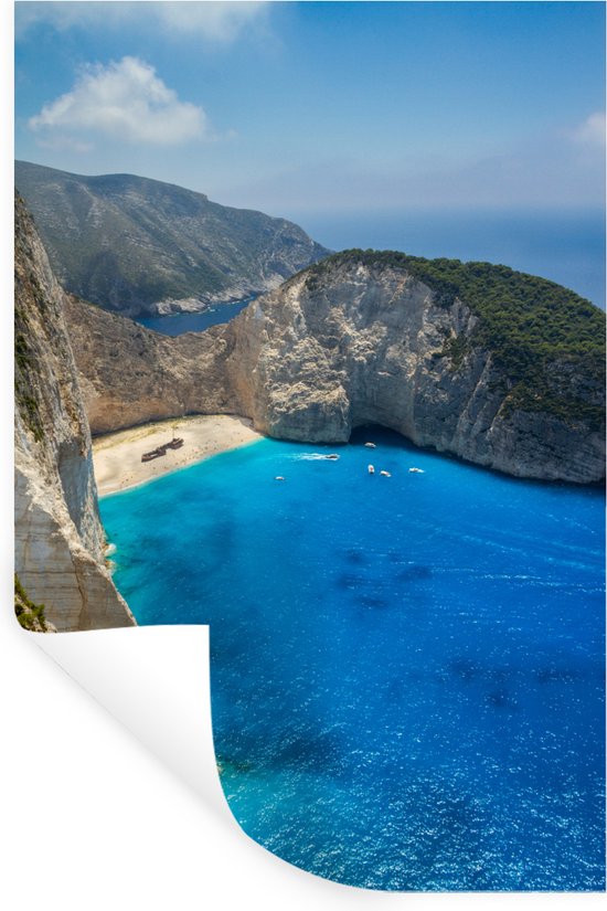 Stickers muraux - Film autocollant - Plage de Navagio à Zakynthos - 20x30 cm - Film adhésif - Stickers muraux chambre d'enfant - Papier peint autocollant - Papier peint autocollant - Film autocollant