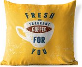 Buitenkussens - Tuin - Vintage Fresh and fragrant coffee for you voor een gele achtergrond - 40x40 cm