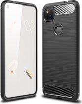 Google Pixel 4a Hoesje - Mobigear - Brushed Slim Serie - TPU Backcover - Zwart - Hoesje Geschikt Voor Google Pixel 4a