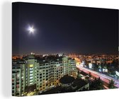 Canvas Schilderij Felle maan boven Bangalore in India - 30x20 cm - Wanddecoratie