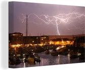 Eclair sur une toile de port 140x90 cm - Tirage photo sur toile (Décoration murale salon / chambre)