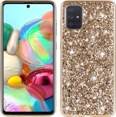 Samsung Galaxy A51 Hoesje - Mobigear - Glitter Serie - Hard Kunststof Backcover - Goud - Hoesje Geschikt Voor Samsung Galaxy A51
