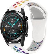 Siliconen Smartwatch bandje - Geschikt voor  Huawei Watch GT sport band - kleurrijk wit - 46mm - Horlogeband / Polsband / Armband