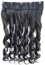 Clip in hair extensions 1 baan wavy zwart - 1B#