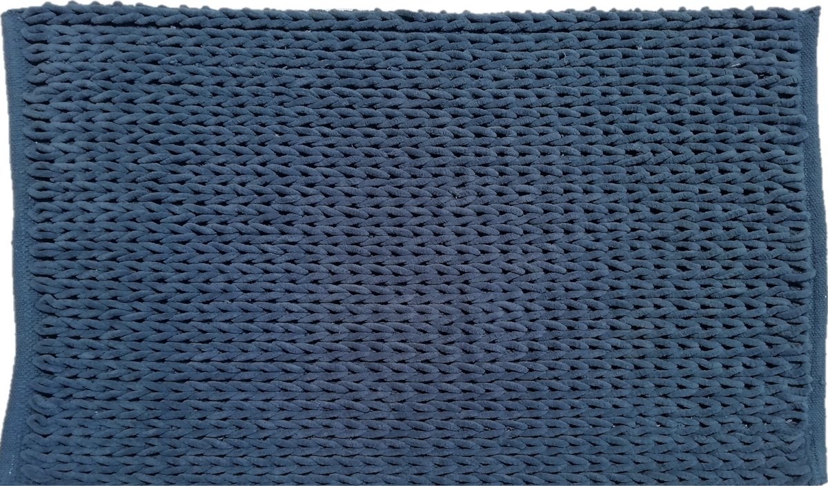 Ikado Badmat gevlochten chenille blauw 60 x 90 cm