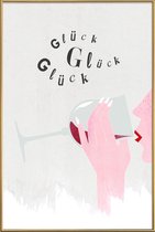 JUNIQE - Poster met kunststof lijst Glück Glück Glück -20x30 /Ivoor &
