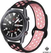 Siliconen Smartwatch bandje - Geschikt voor  Samsung Galaxy Watch 3 sport band 45mm - zwart/roze - Strap-it Horlogeband / Polsband / Armband