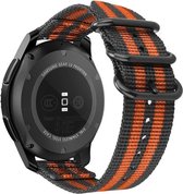 Nylon Smartwatch bandje - Geschikt voor  Garmin Venu nylon gesp band - zwart/oranje - Strap-it Horlogeband / Polsband / Armband