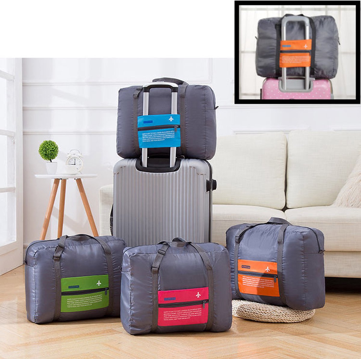 Decopatent® Reistas Flightbag - Handbagage koffer reis tas - Travelbag - Organizer Opvouwbaar - Tas voor aan je koffer - Oranje