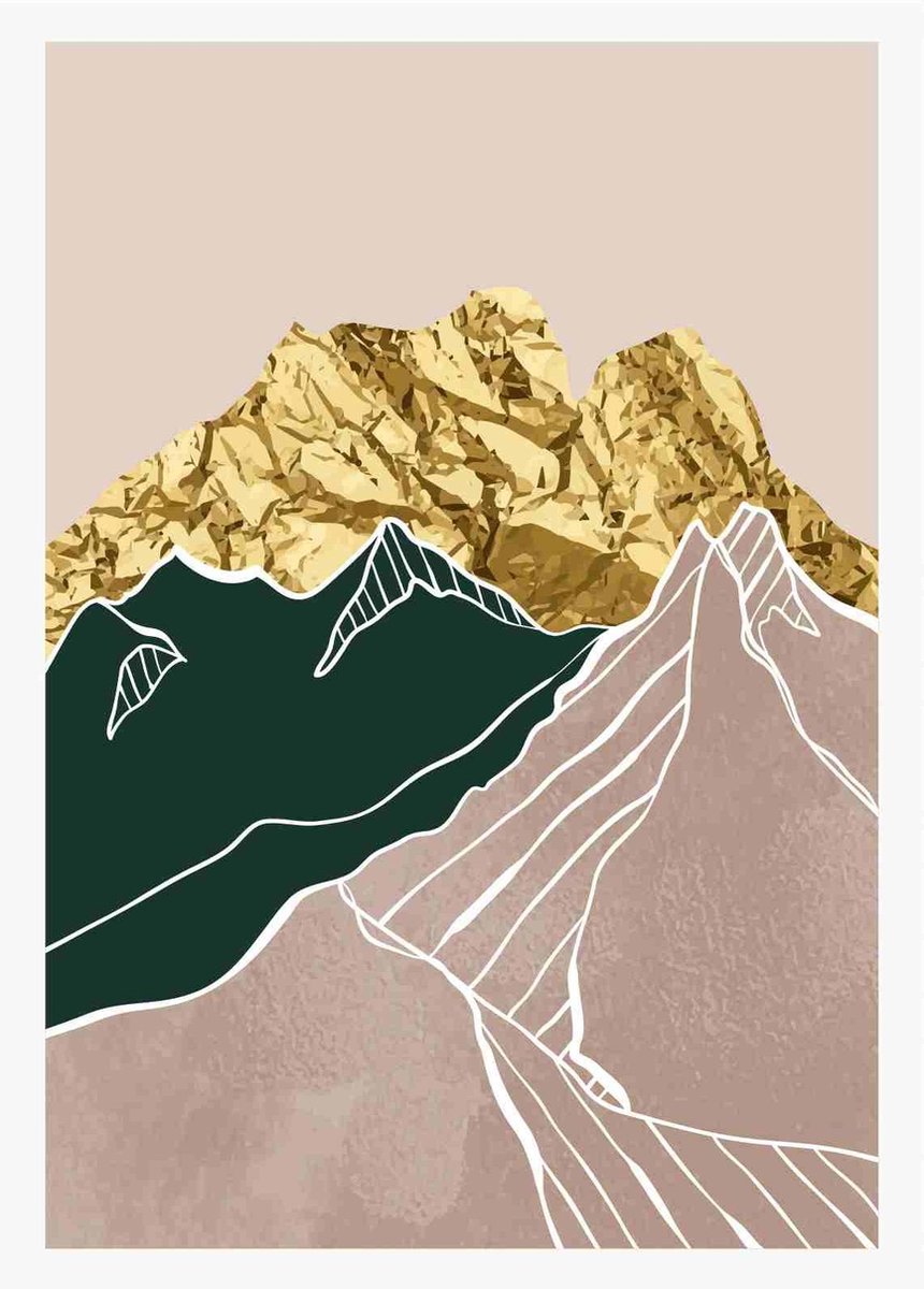 Canvas schilderij Luxury Gold Mountain wall art vector set