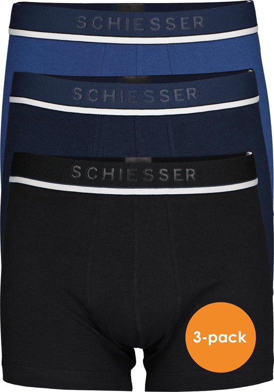 SCHIESSER 95/5 shorts (3-pack) - zwart - blauw en donkerblauw - Maat: L