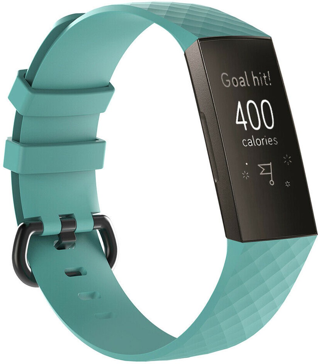 Geschikt voor Fitbit Charge 3 silicone band - aqua - Maat S