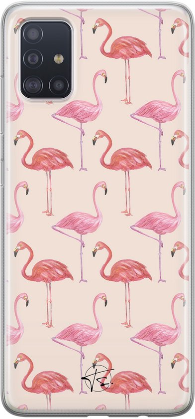 Hoesje geschikt voor Samsung Galaxy A71 - Flamingo - Soft Case - TPU - Print - Roze - Mooie Telefoonhoesjes