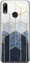 Oppo Find X3 hoesje - Geometrisch fade art - Soft Case Telefoonhoesje - Blauw