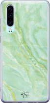 Huawei P30 hoesje - Marmer Limegroen - Siliconen - Soft Case Telefoonhoesje - Marmer - Groen