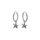 Zilveren oorbellen | Oorringen met hanger | Zilveren oorringen, zeester