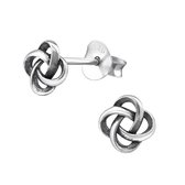Aramat jewels ® - Zilveren keltische oorbellen knoop geoxideerd 925 zilver 5mm