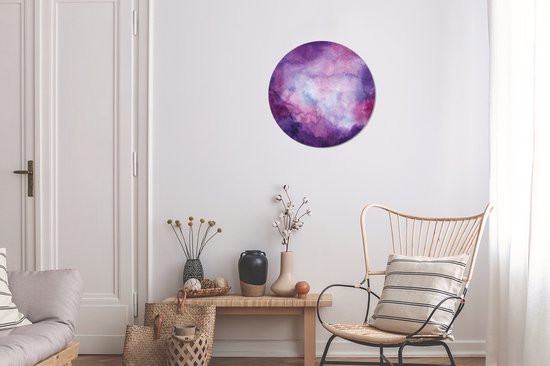 Illustration aquarelle violette et bleue Sticker mural cercle mural - ⌀ 30 cm - peinture ronde - cercle papier peint - cercle mural - cercle vivant - autocollant & découpe ronde