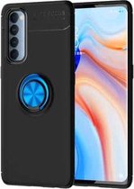 Voor OPPO Reno 4 Pro 4G metalen ringhouder 360 graden roterende TPU-hoes (zwart + blauw)