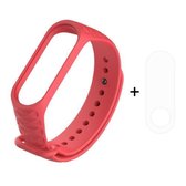 2 in 1 Diamond Texture Silicone Rubber Polsband Polsband Band Vervanging met TPU Screen Film voor Xiaomi Mi Band 3 (Rood)