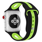 Voor Apple Watch Series 6 & SE & 5 & 4 44mm / 3 & 2 & 1 42mm Tweekleurige siliconen open horlogeband (zwart + groen)