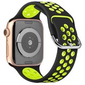 Tweekleurige siliconen horlogeband voor Apple Watch Series 6 & SE & 5 & 4 40 mm / 3 & 2 & 1 38 mm (zwart groen)