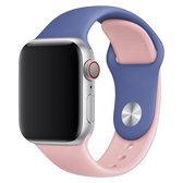 Dubbele kleuren siliconen horlogeband voor Apple Watch Series 3 & 2 & 1 38 mm (lichtblauw + lichtroze)