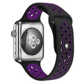 Voor Apple Watch Series 6 & SE & 5 & 4 40mm / 3 & 2 & 1 38mm Sport Siliconen Horlogeband Standaard Editie (Zwart Paars)