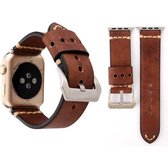 Voor Apple Watch Series 3 & 2 & 1 38 mm dikke hechtingen Retro lederen polshorloge band (bruin)
