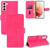 Voor Samsung Galaxy S21 5G Effen Kleur Huidgevoel Magnetische Gesp Horizontale Flip Kalf Textuur PU Lederen Case met Houder & Kaartsleuven & Portemonnee (Rose Goud)