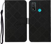 Voor Huawei P smart 2020 Etnische Stijl Reliëfpatroon Horizontale Flip Leren Case met Houder & Kaartsleuven & Portemonnee & Lanyard (Zwart)