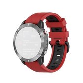 Voor Garmin Fenix 6 siliconen tweekleurige riem (rood zwart)