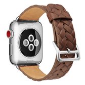 Voor Apple Watch Series 5 & 4 44 mm lederen horlogeband met nerfleer (donkerbruin)