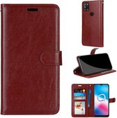 Voor Alcatel 3X (2020) Pure Kleur Horizontale Flip PU Leren Case met Houder & Kaartsleuven & Portemonnee & Fotolijst (Bruin)