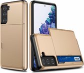 Voor Samsung Galaxy S21 + 5G schokbestendige beschermhoes met kaartsleuf (goud)