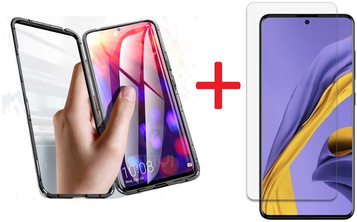 BixB Samsung A51 Magnetisch Hoesje Met Glazen Screenprotector - Zwart