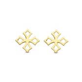 New bling 9NBG-0261 Gouden Oorknopjes - Dames - Kruis - Opengewerkt - 5,6 x 5,6 mm - 14 Karaat - Goud