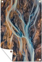 Vue à vol d'oiseau d'une rivière gelée affiche de jardin en vrac 80x120 cm - Toile de jardin / Toile d'extérieur / Peintures pour l'extérieur (décoration de jardin)