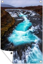 Affiche Vue de la cascade européenne au Geysir Garden 80x120 cm - Toile de jardin / Toile d'extérieur / Peintures d'extérieur (décoration de jardin)