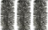 4x stuks kerstslingers antraciet (warm grey) 270 x 10 cm - Folie lametta guirlandes/slingers