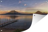 Les Montagnes s'élèvent au-dessus du lac guatémaltèque en Amérique Affiche de jardin 180x120 cm - Toile de jardin / Toile d'extérieur / Peintures d'extérieur (décoration de jardin) XXL / Groot format!