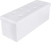 - Opbergbox - Opbergkist - Opbergbank - Opbergsysteem - Leer - MDF - 110 x 38 x 38 cm - Wit